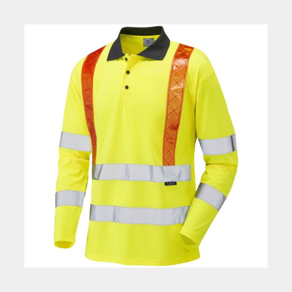 BICKLETON Leo EcoViz Performance Sleeved Polo Shirt with Red Thumbnail