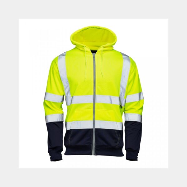 Supertouch Hi Vis Yellow 2 Tone Hooded Zipped Sweatshirt Thumbnail