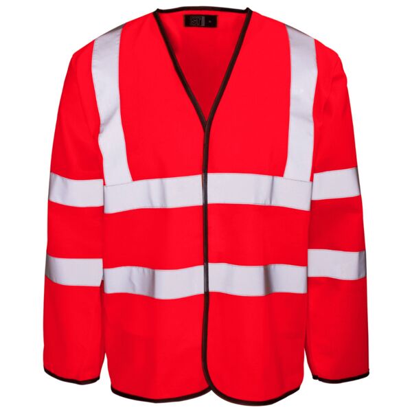 Supertouch Hi Vis Red Long Sleeved Velcro Vest Thumbnail