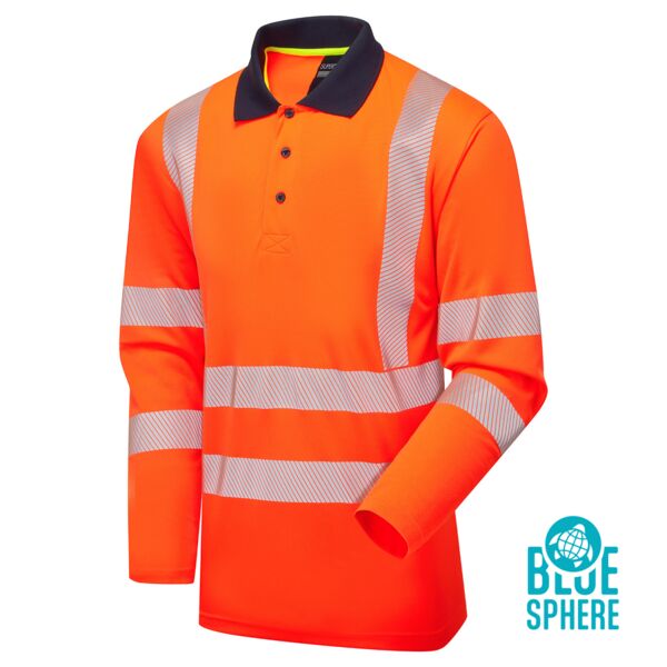  Essentials Hi-Vis Eco CoolMax Orange Long Sleeve Polo Thumbnail