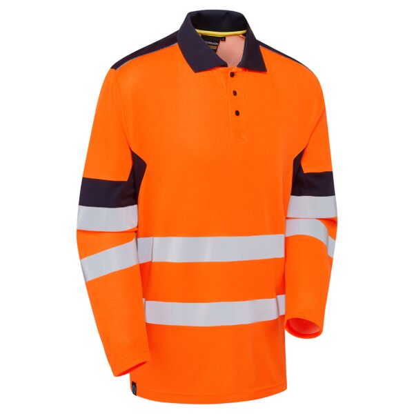 System Hi-Vis Eco Orange CottonCool Long Sleeve Polo Thumbnail