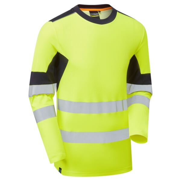 System Hi-Vis Eco Insulated Long Sleeve Cotton Cool Yellow/Navy T-Shirt Thumbnail