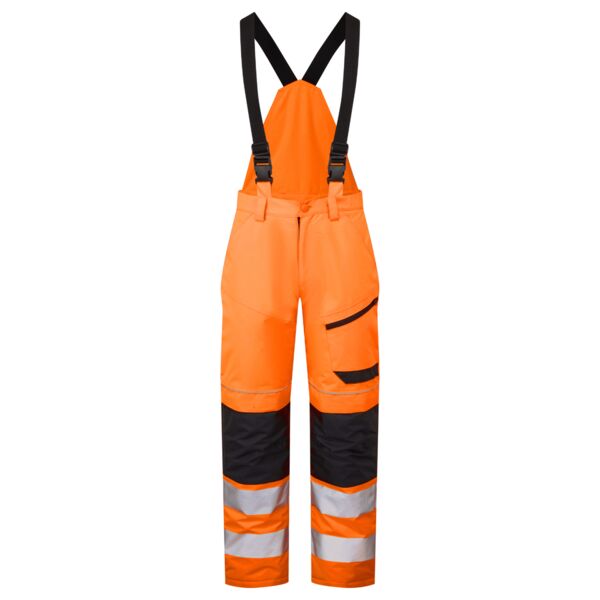 System Hi-Vis Eco Thermal Waterproof Orange/Navy Trouser with Shoulder Straps Thumbnail