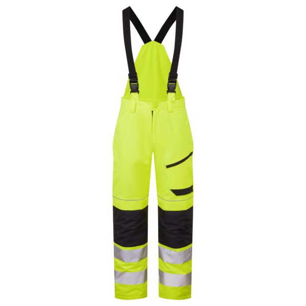 System Hi-Vis Eco Thermal Waterproof Yellow/Navy Trouser with Shoulder Straps Thumbnail